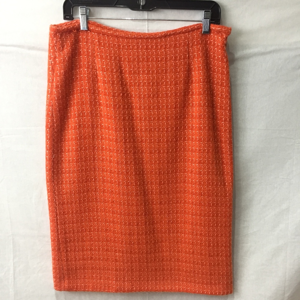 Douglas Hannant Orange/Pink Tweed Pencil Skirt